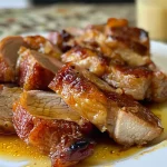 Almôndegas de porco e maçã suculentas em prato branco.
