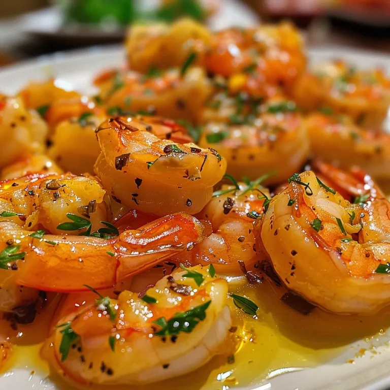 Desperte Seu Paladar: Camarão ao Alho e Óleo para Momentos Inesquecíveis Close-up of juicy Camarão ao Alho e Óleo garnished with parsley.