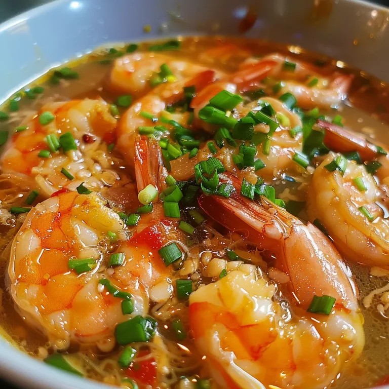 Close-up of a plate of Camarão ao Molho Asiático with shiny shrimp and vibrant sauce.