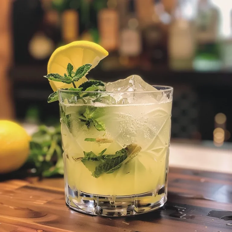 Refresque Seus Dias com o Irresistível Cocktail de Gin e Hortelã! Close-up of a refreshing gin, mint, and lemon cocktail in a glass.