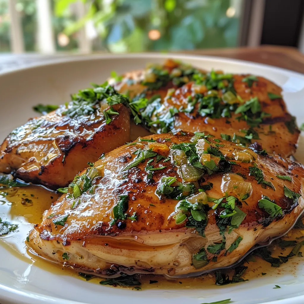 Side view of tender chicken strips with onions on a plate.