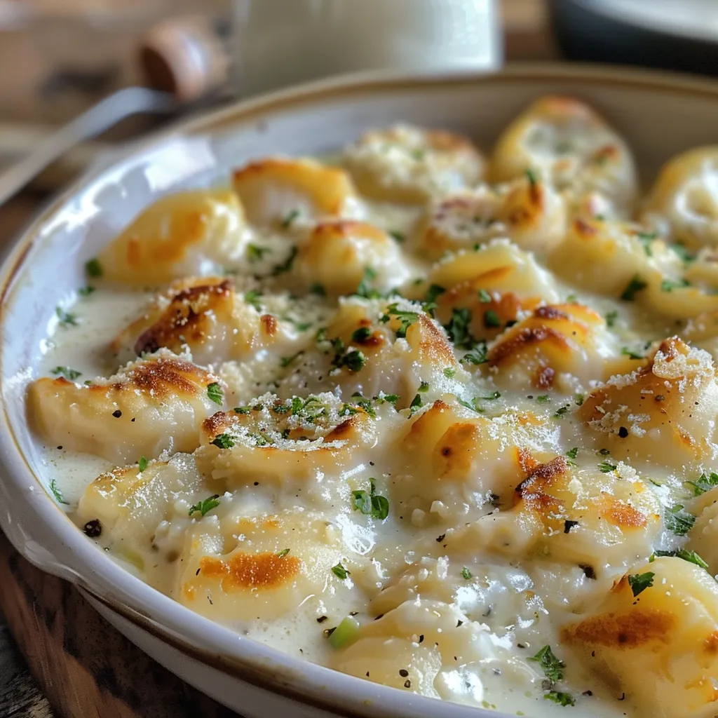Prato de massa com brócolos e molho de queijo, destacando os ingredientes frescos.