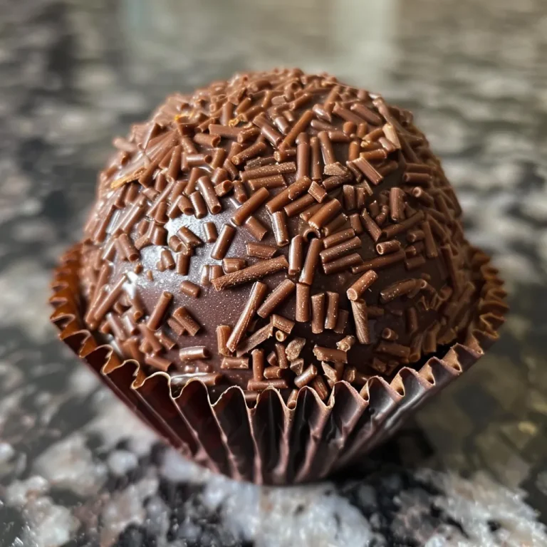 Close-up view of a delicious Brazilian brigadeiro in a paper cup.