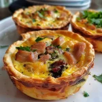 Mini quiches de alho-poró crocantes com recheio cremoso.