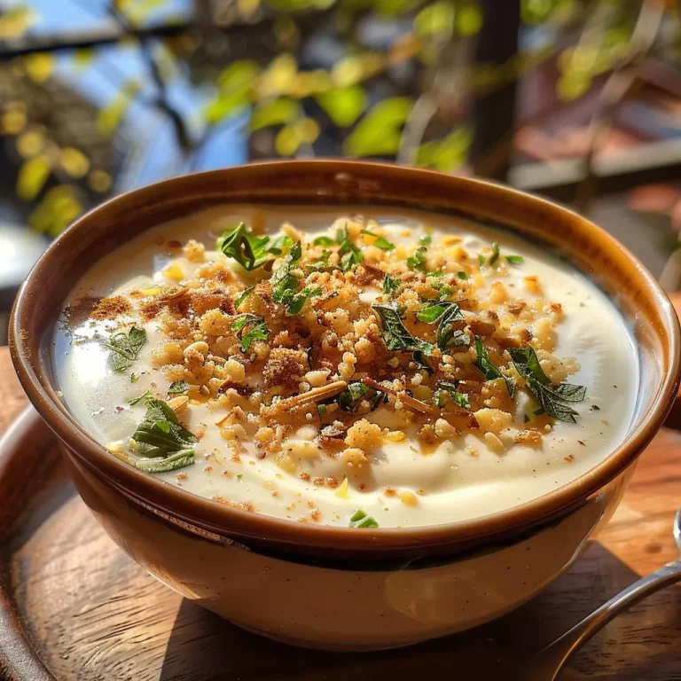 Um potinho de Molho de Iogurte com Hortelã, fresco e cremoso, em um fundo neutro.