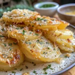 Close-up of crispy Ninhos de batata parmesão, showcasing golden edges.
