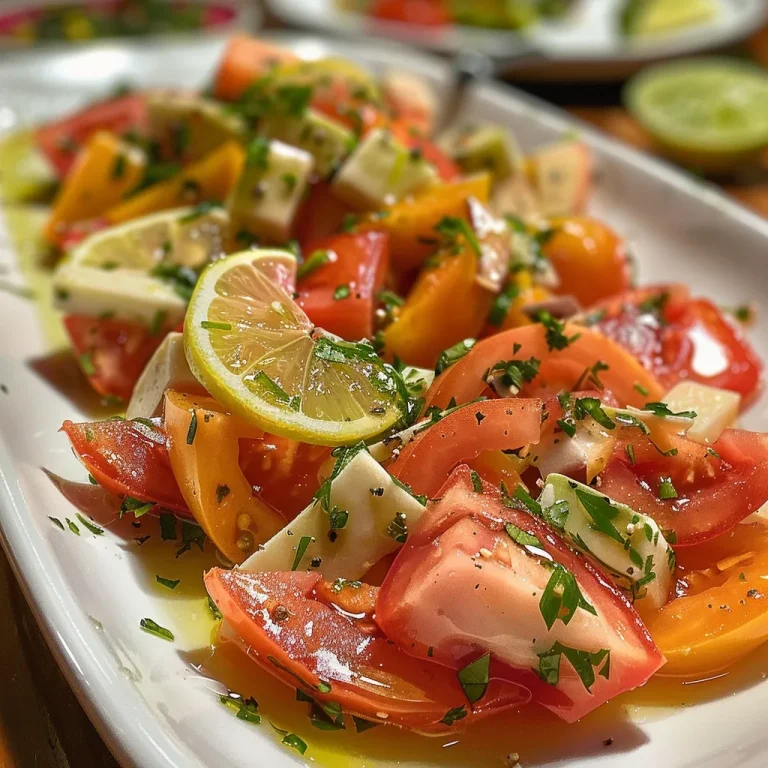 Salada Tropical com alface, tomate cereja, palmito, azeitona e manga.
