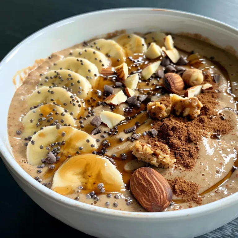 Close-up de uma tigela de smoothie de gengibre coberta com biscoitos de gengibre esmagados.