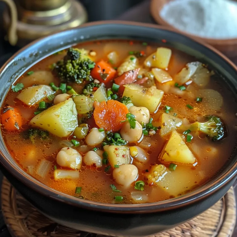 Close-up view of a bowl of Sopa de Legumes Light, showcasing colorful vegetables.
