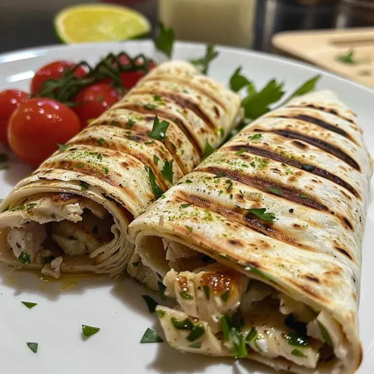 Close-up de wraps de frango com ingredientes frescos visíveis.