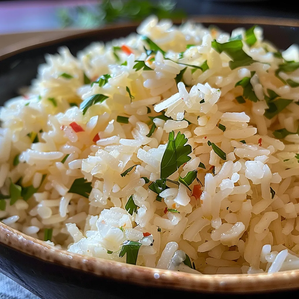 Side view of perfectly cooked Arroz Branco Soltinho.