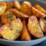 Batata Rústica crocante com temperos, vista lateral.