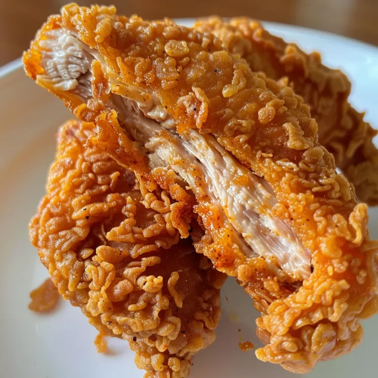 Close-up de Frango Frito do KFC, mostrando a pele dourada e crocante.