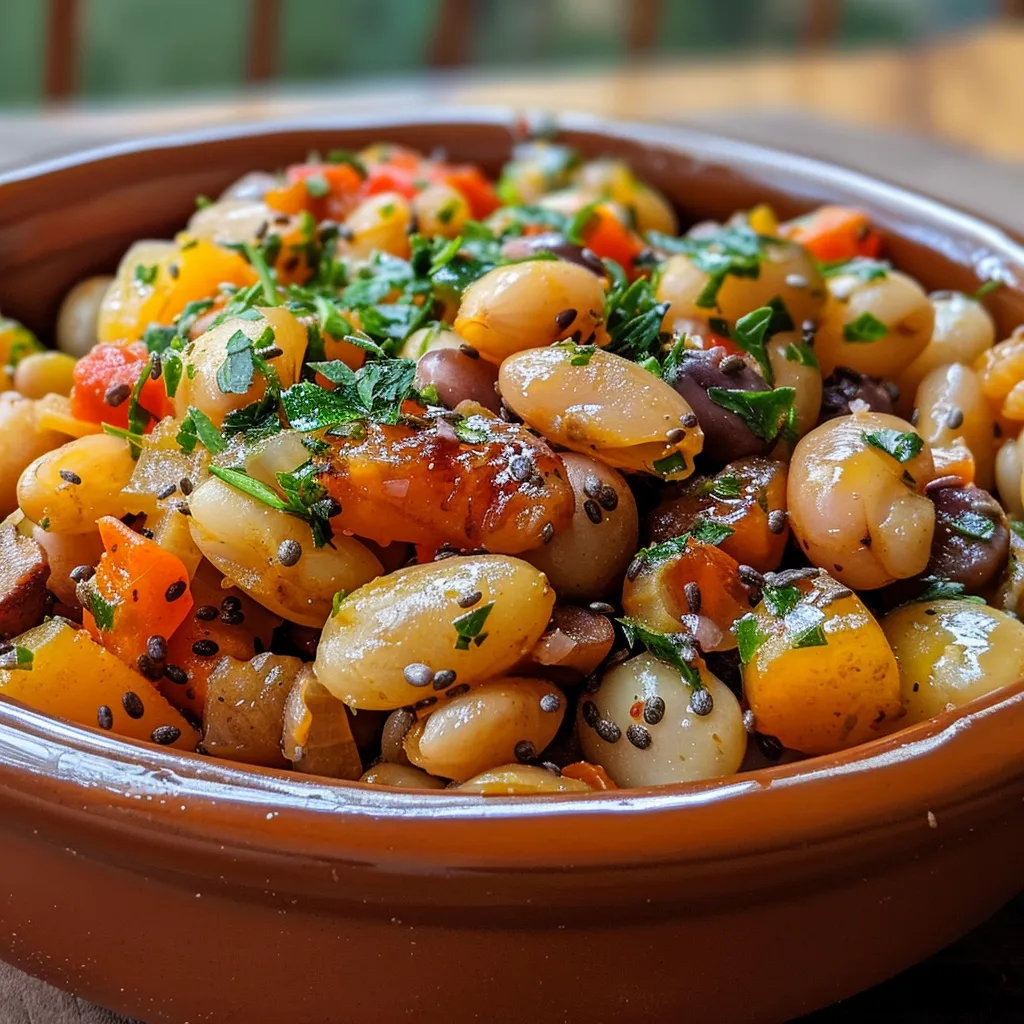 Side view of juicy roasted vegetables, including vibrant colors and textures.