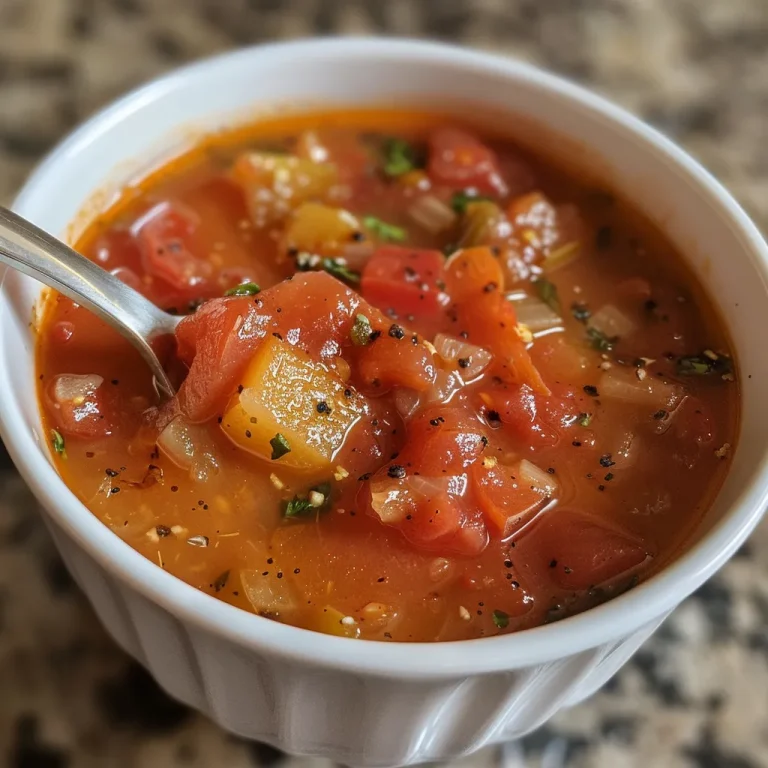 Close-up of a vibrant molho de tomate rápido in a bowl with fresh herbs.