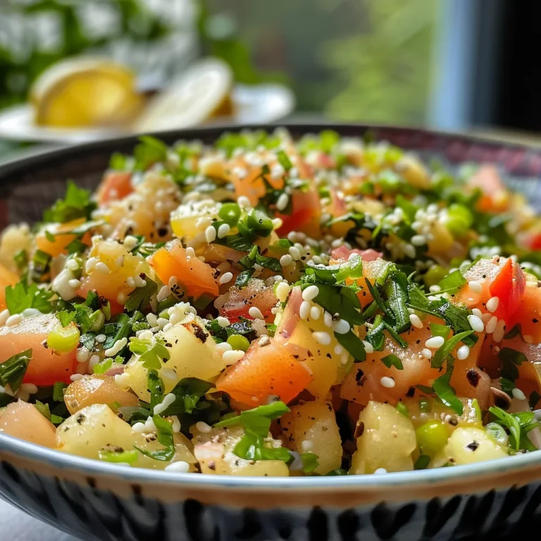 Descubra o Sabor da Balila: Uma Salada de Grão-de-Bico que Encanta! Salada de grão-de-bico fresca e vibrante em uma tigela, vista lateral.