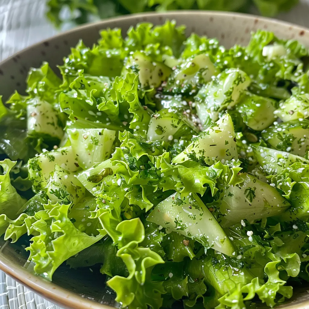 Side view of a fresh salad featuring green cabbage and colorful ingredients.