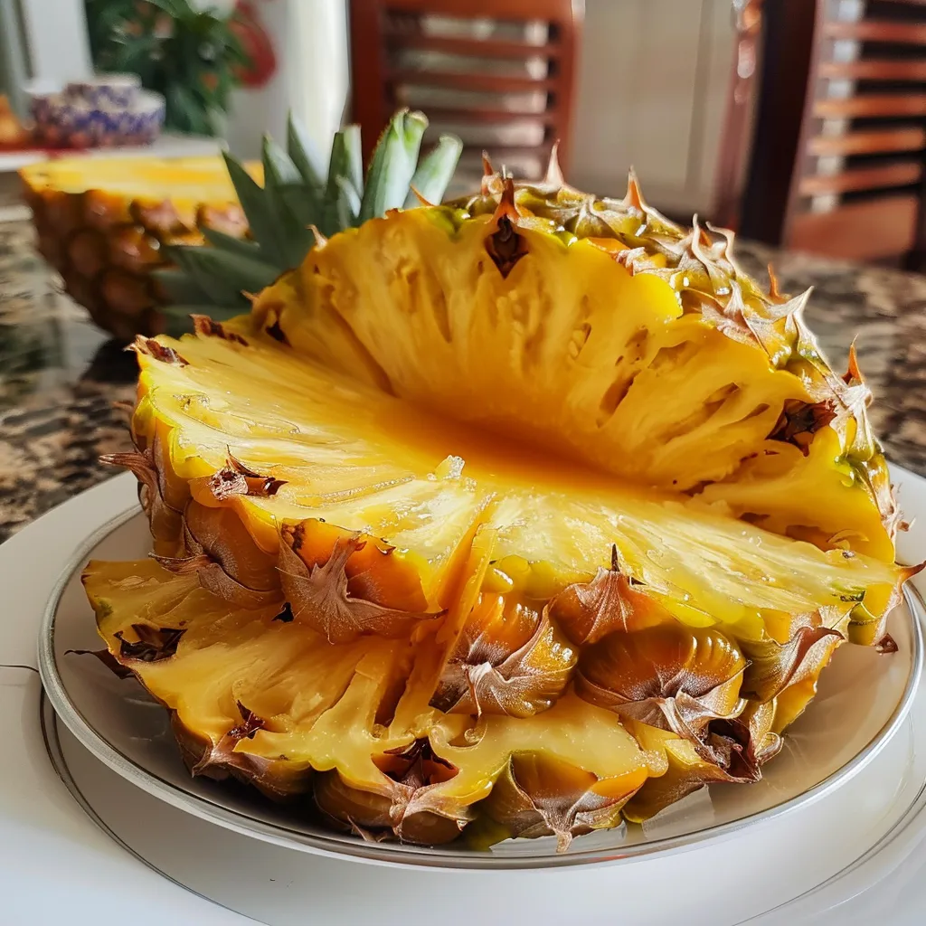 Side view of a delicious pineapple and mint beverage in a glass.