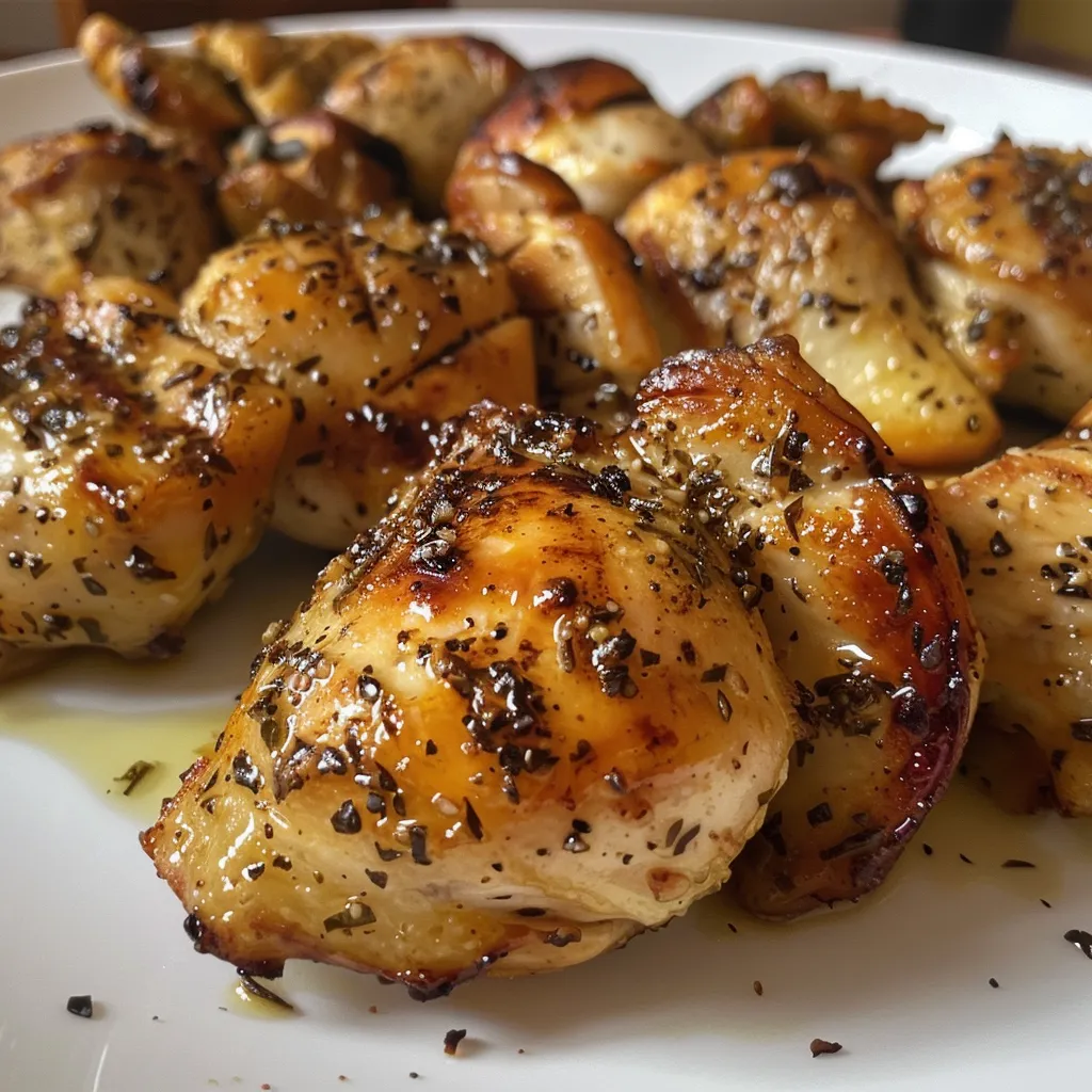 Close-up de asinhas de frango fritas, cobertas com molho picante e com pedaços de pimenta.