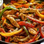 Fajitas de Frango envolvidas em uma tortilla, com pimentões e cebola visíveis.