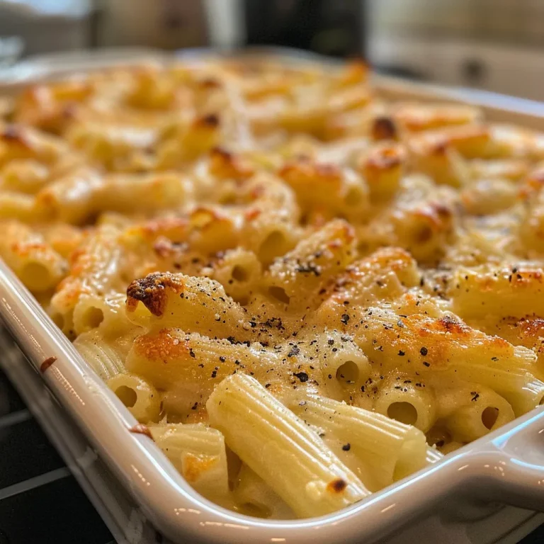 Close-up of Macarrão ao Molho Branco in a bowl, with creamy sauce and pasta visible.