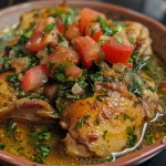 Close-up of a bowl of Massa com frango e espinafres with vibrant colors.