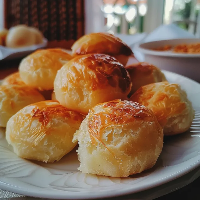 Close-up de Pão de Queijo de Frigideira, mostrando superfície dourada e textura suculenta.