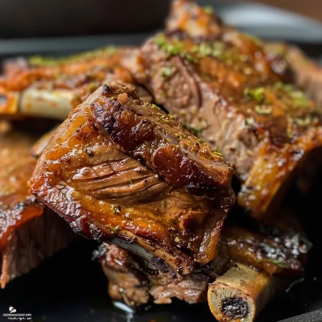 Costelinha ao Molho Barbecue suculenta em uma apresentação colorida.
