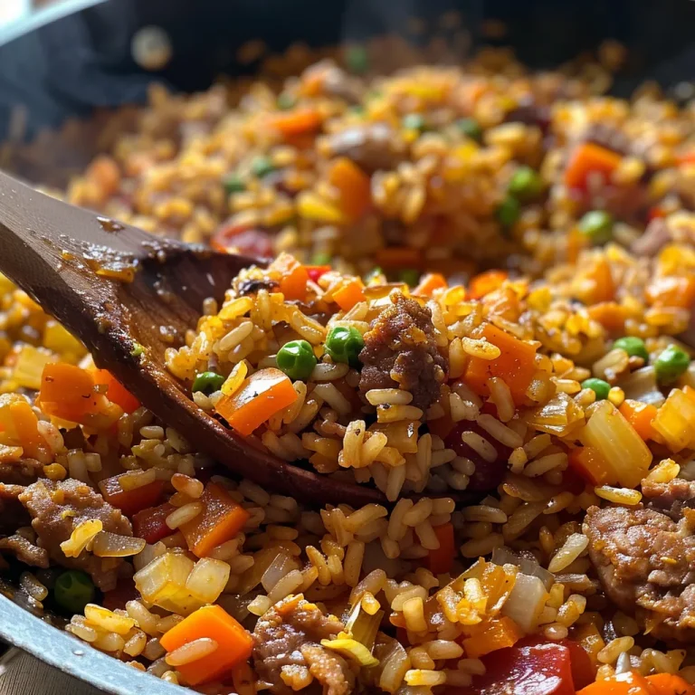Close-up of traditional Arroz à grega, showcasing vibrant colors and textures.