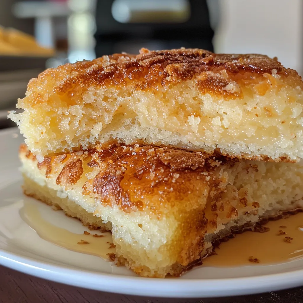 Close-up de um bolo de fubá superfofo com fatias de goiabada visíveis.