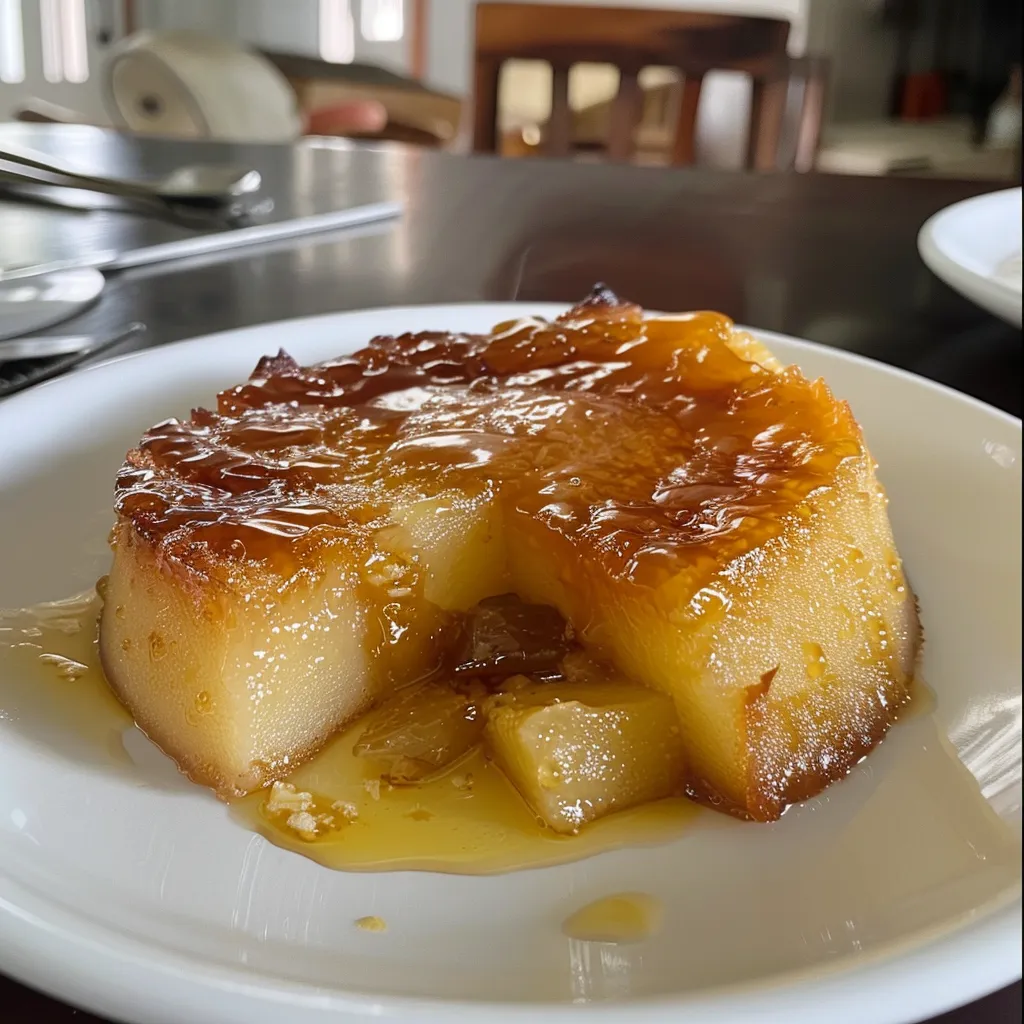Side view of Bolo de maçã na caneca, featuring chunks of apple in a warm, fluffy cake.