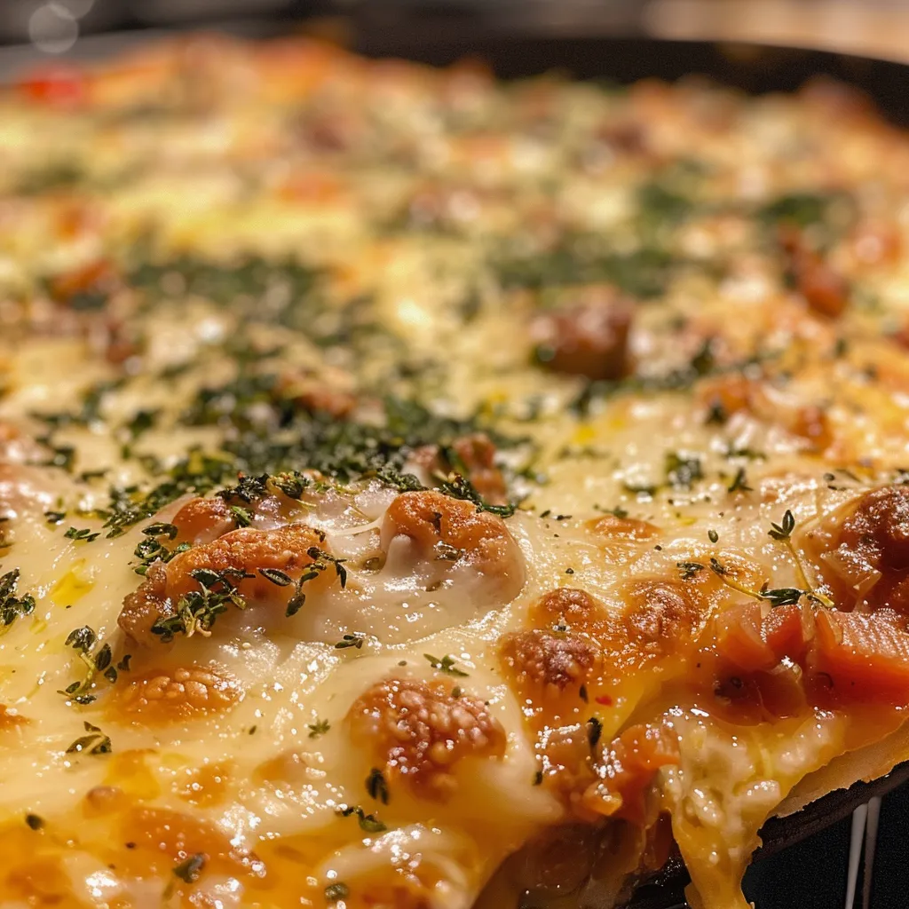 Prato suculento de Carne Moída à Parmegiana acompanhado de queijo derretido.