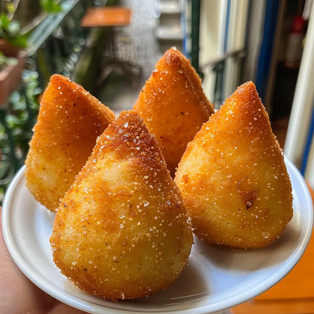 Side view of a juicy Coxinha Integral Assada showcasing its flaky texture.