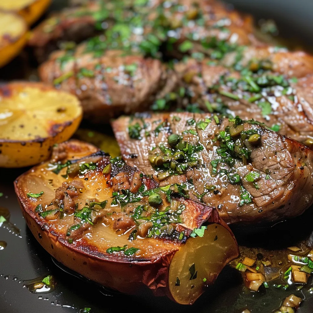 Prato colorido apresentando filé de tilápia e batatas assadas com verduras.