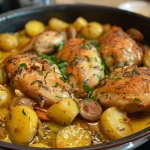 Lasanha de frango com molho branco, em close, mostrando camadas de frango desfiado e queijo.
