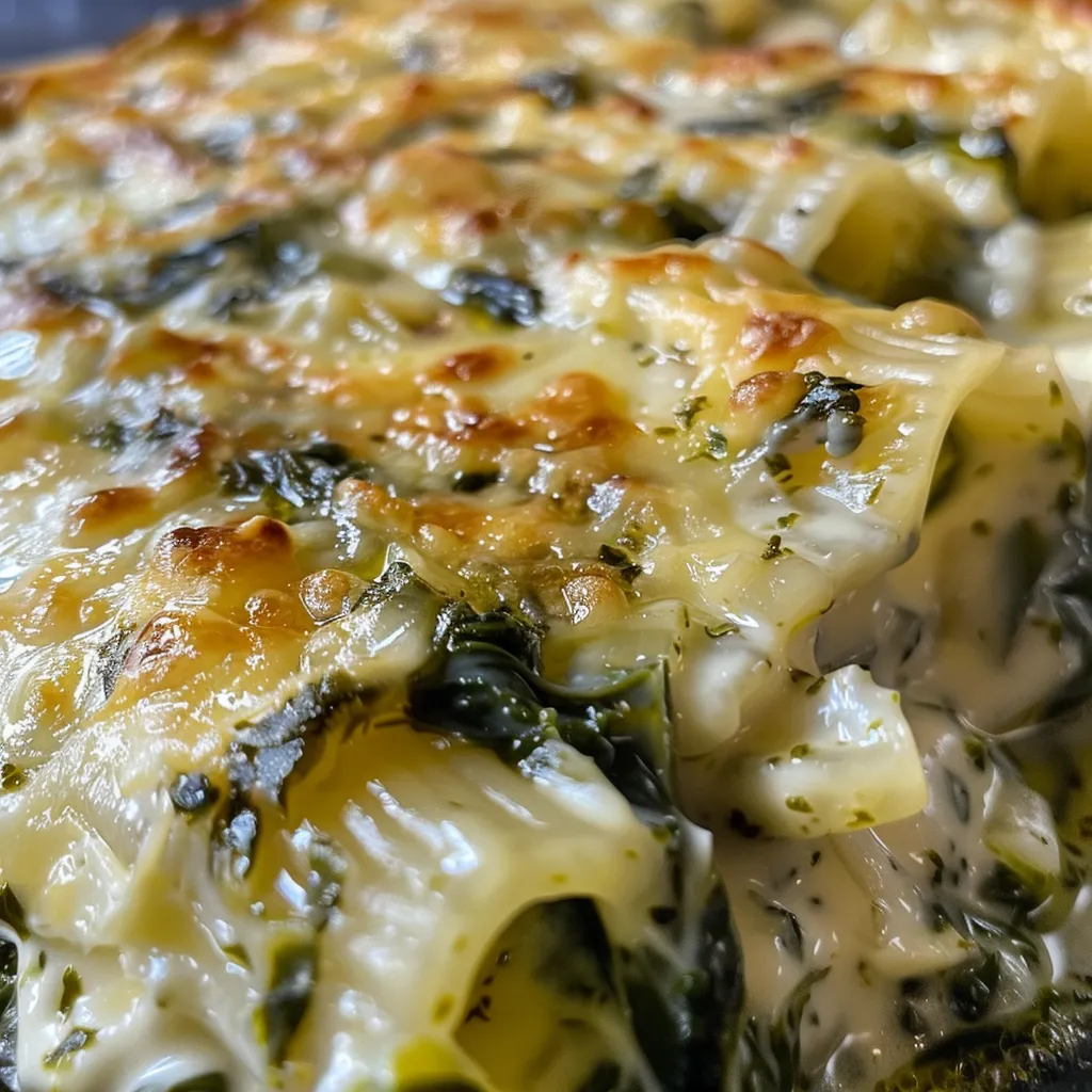 Juicy Macarrão ao molho de espinafre on a plate.