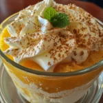 Mousse de maracujá na taça, com textura cremosa e polpa de maracujá por cima.