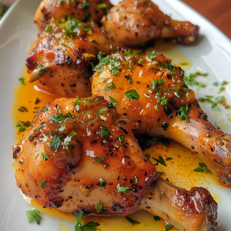 Desperte Seu Chef Interior com Peitos de Frango ao Molho de Mostarda e Mel Close-up of juicy chicken breasts coated in a mustard and honey sauce.