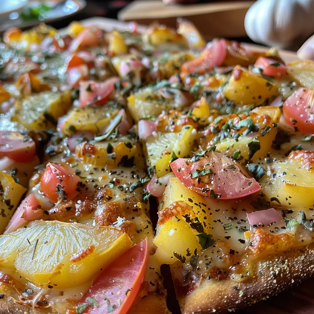 Juicy Pizza Frita showcasing its rich tomato sauce and fresh tomatoes.