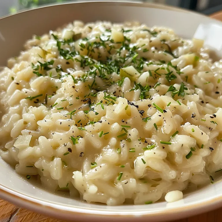 Close-up de um prato de risoto de creme de milho cremoso, apresentado de lado.