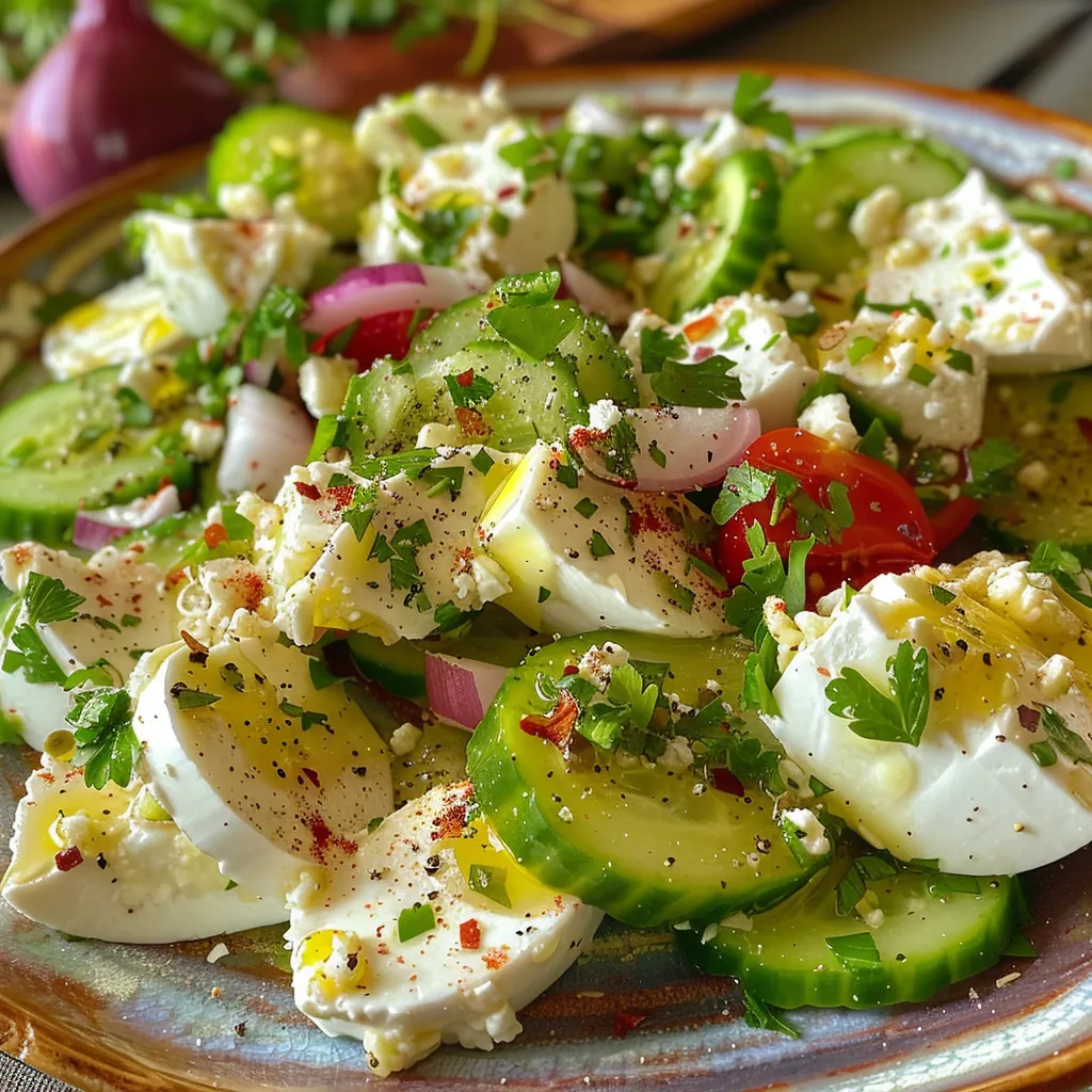 Side view of a colorful green salad featuring cheese, apples, and nuts.