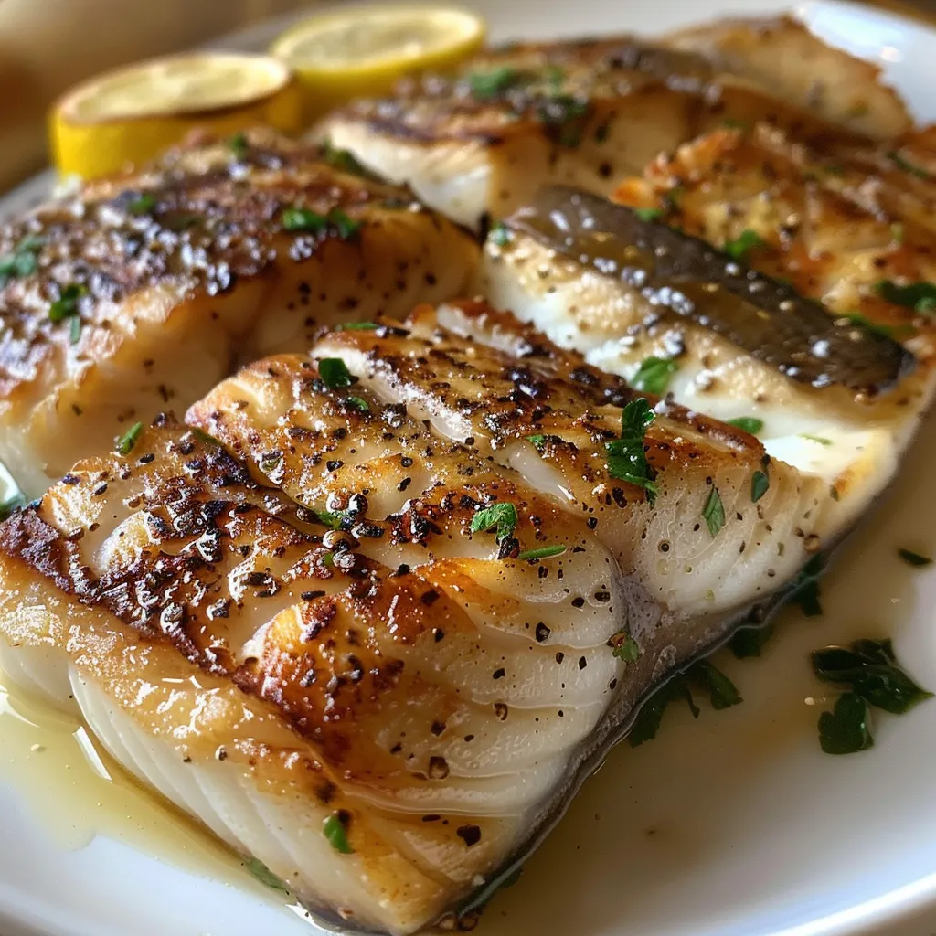 Side view of baked Tilápia fillets garnished with parsley.