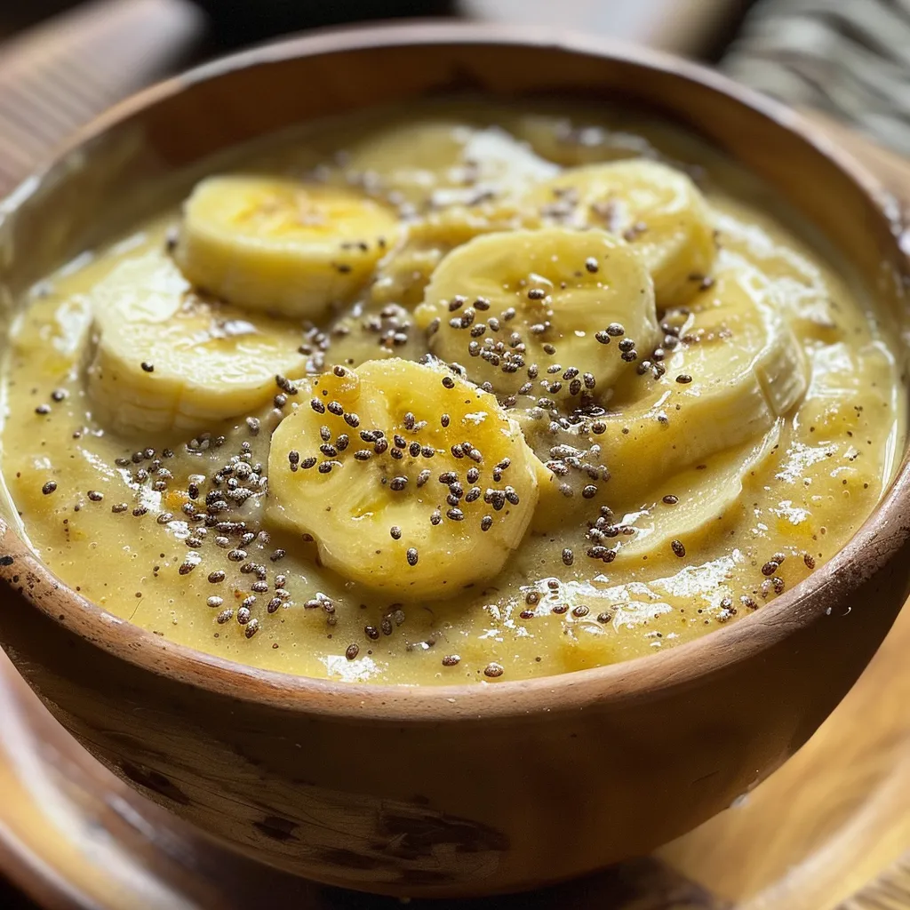 Close up de uma bebida cremosa de abacate e banana.