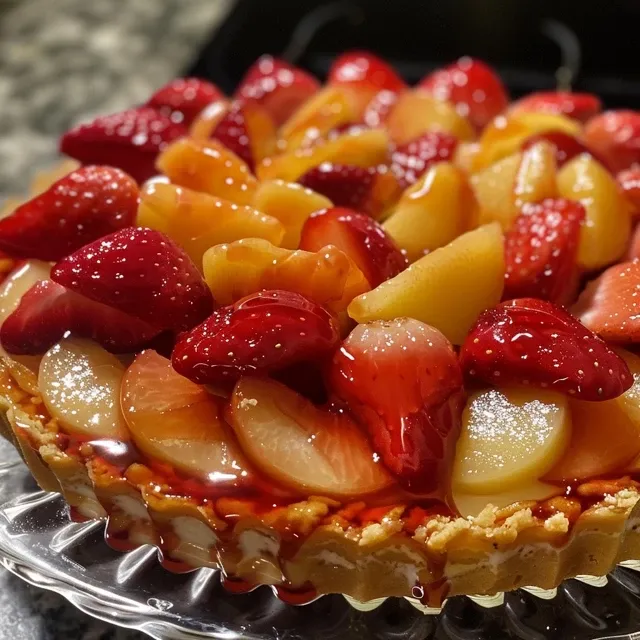 Close-up of a creamy Sobremesa Nuvem de Morango dessert with fresh strawberries.