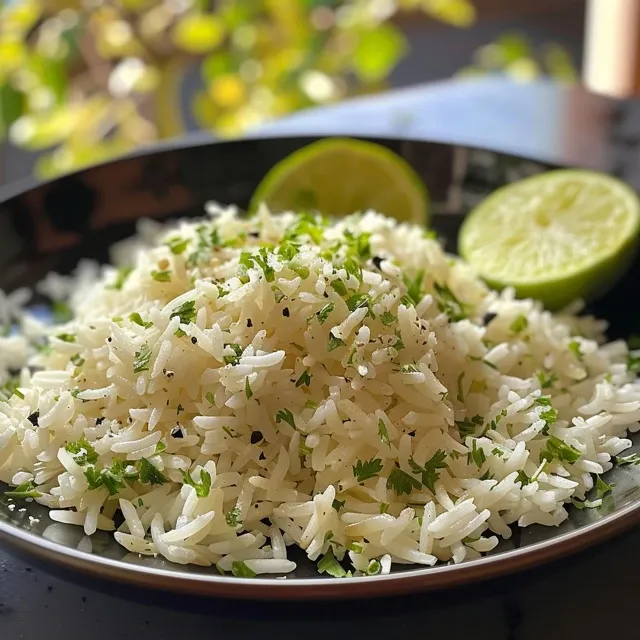 Close-up of Arroz com limão e mel in a bowl, showcasing its fluffy texture and vibrant colors.