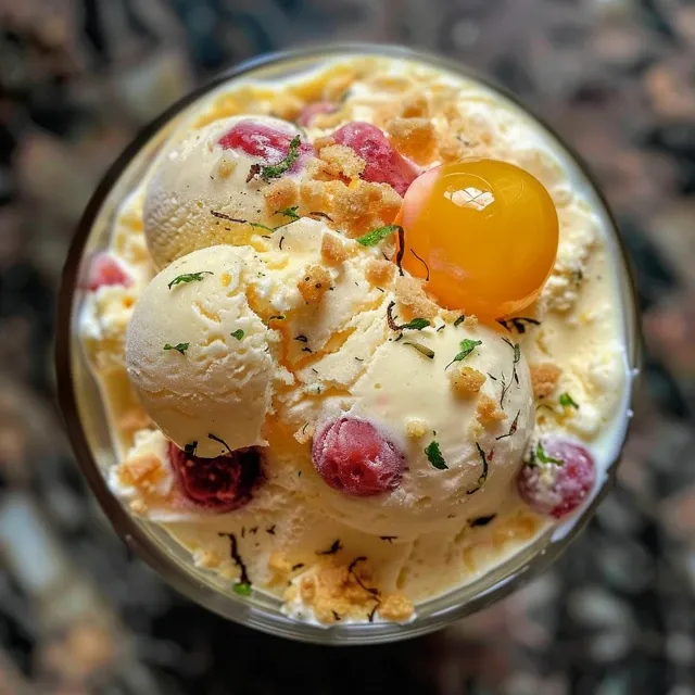 Close-up de Bolo Gelado de Limão, mostrando camadas cremosas e pedaços de morango.