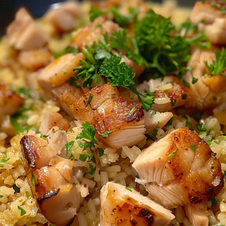 Descubra o Sabor do Arroz de Forno com Frango e Ervilha: Uma Del cia Pr tica! Close-up of baked rice with chicken and peas, showcasing a golden-brown crust and melted cheese.
