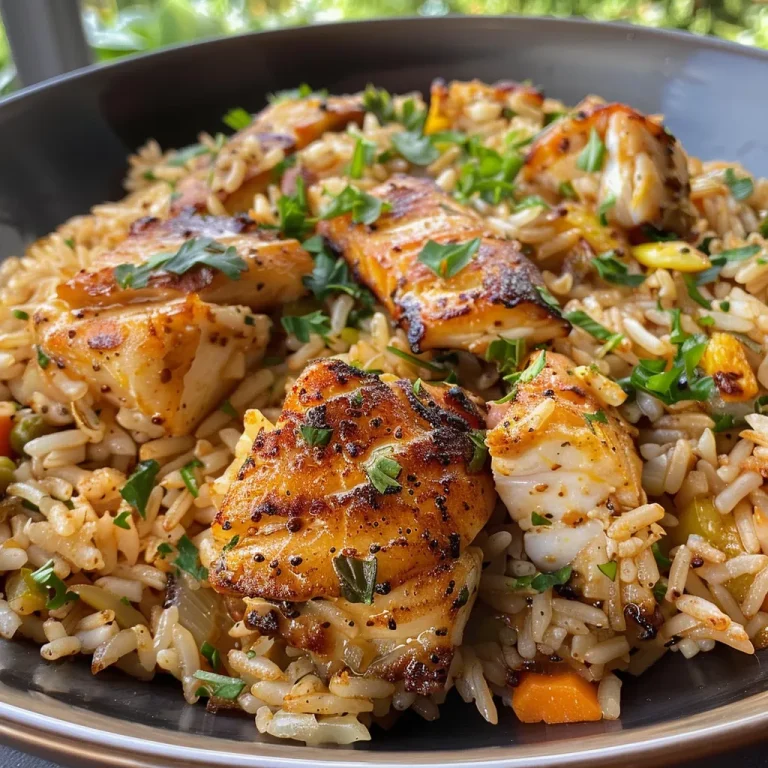 Close-up of a juicy Arroz de Forno Integral com Frango, showcasing vibrant vegetables and tender chicken.