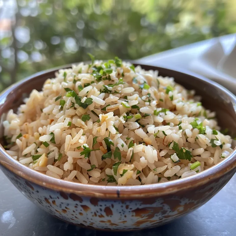 Desperte o Sabor do Arroz Integral: Pronto em Minutos e Cheio de Sa de! Close-up de arroz integral cozido com grãos soltos, em um prato.