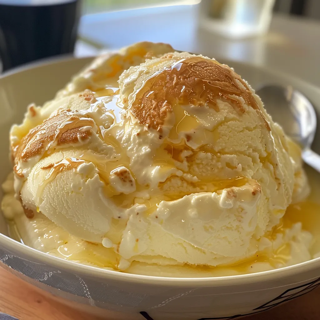 Close-up de um bolo gelado de abacaxi, mostrando uma textura cremosa e pedaços de fruta.